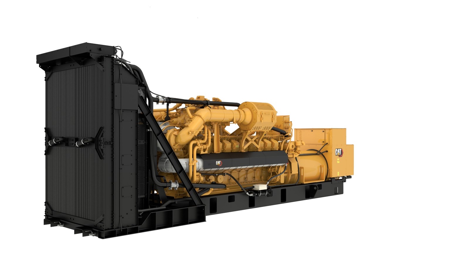 CAT G3520 natural-gas generator set with radiator and skid-mounted package