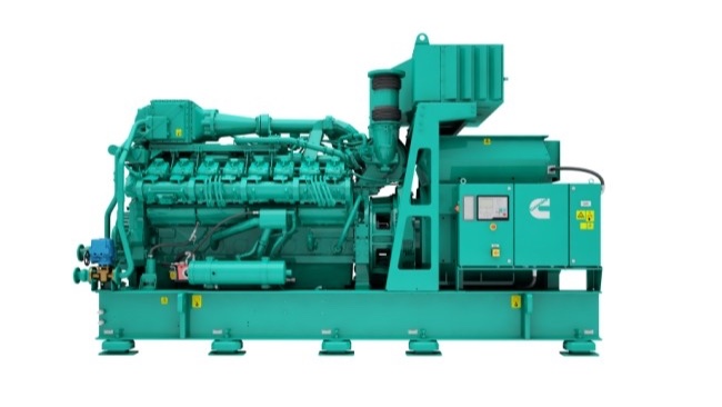 Cummins QSK60G lean-burn natural-gas generator set on an open skid